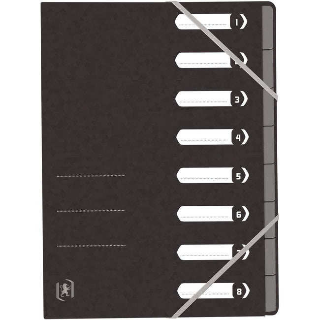Oxford - Top File+ sorting folder, 8 compartments, with elastic closure, black