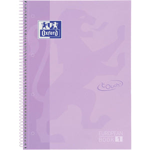 Oxford - School Touch Peabook-Spiralblock, ft A4+, 160 Seiten, kariert 5 mm, Pastellviolett