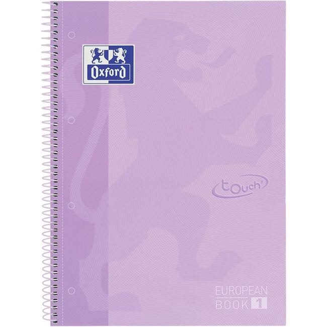 Oxford - School Touch peanbook spiral pad, ft A4+, 160 pages, checked 5 mm, pastel purple