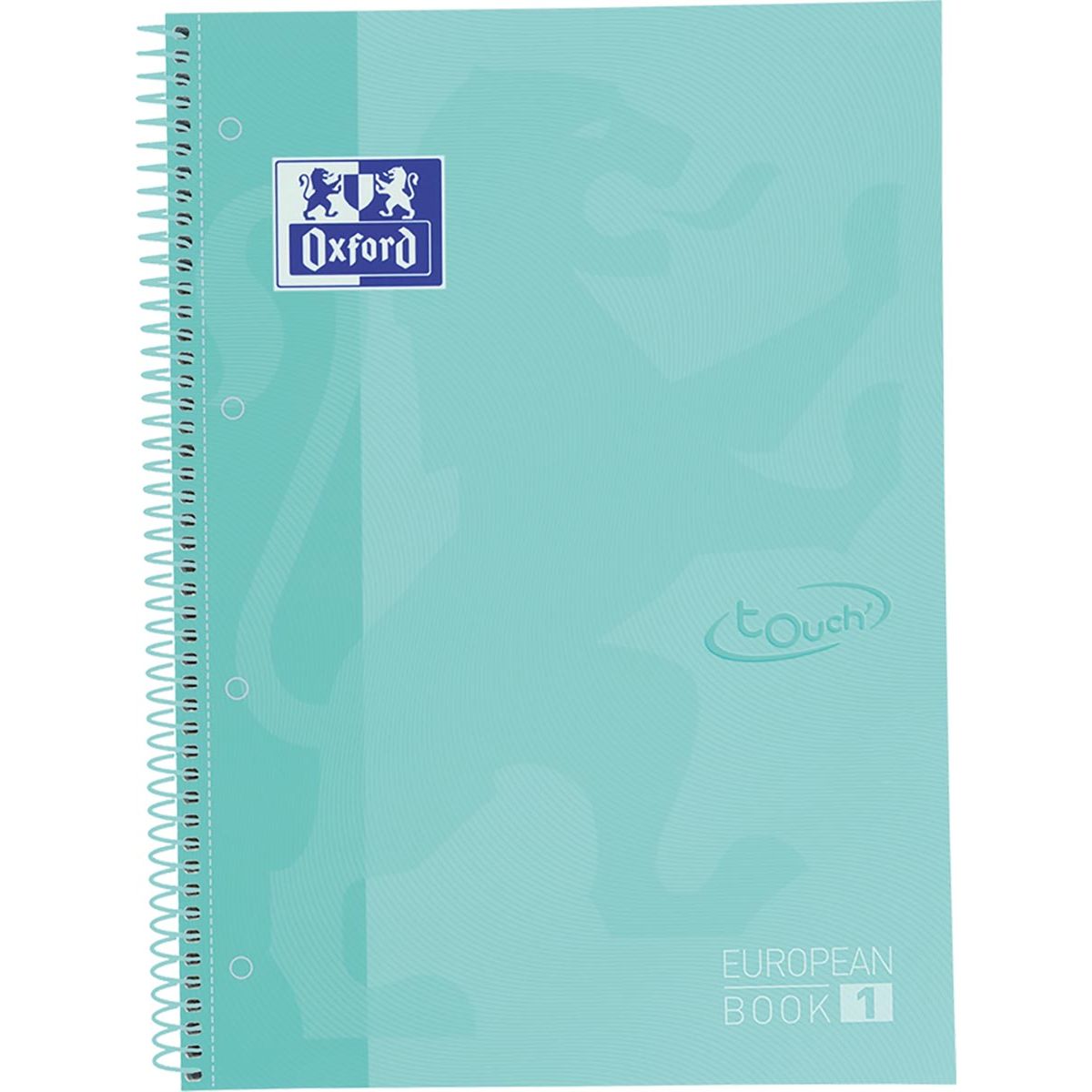 Oxford - Blocco note a spirale Peanbook School Touch, A4+, 160 pagine, a quadretti 5 mm, turchese pastello