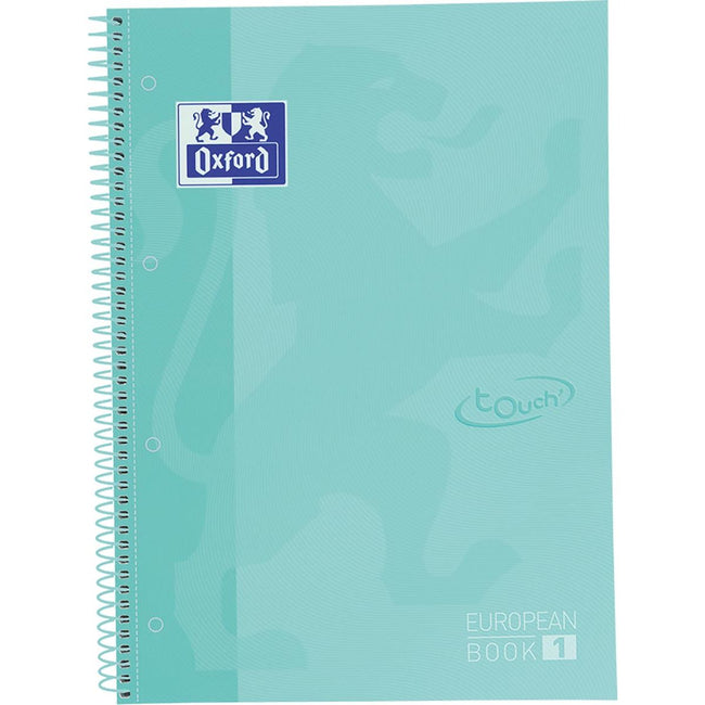 Oxford - School Touch Peabook-Spiralblock, ft A4+, 160 Seiten, kariert 5 mm, Pastelltürkis