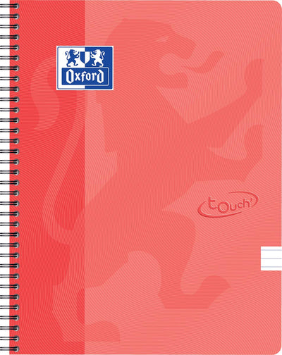 Oxford - Bloc à spirale School Touch, format A4, 140 pages, ligné, orange