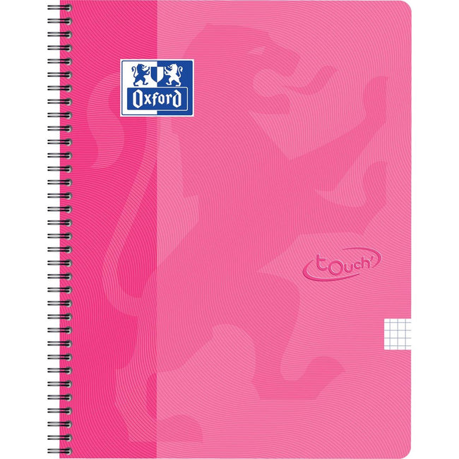 Oxford - Blocco a spirale Touch A4 diamante 5 mm 70 fogli rosa