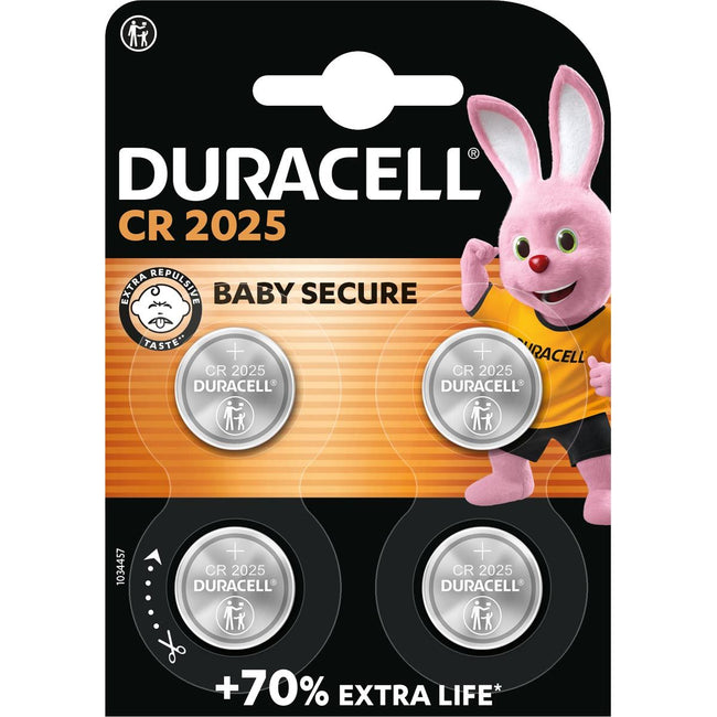 Duracell - Cella a bottone Specialità Elettronica CR2025, blister da 4 pezzi