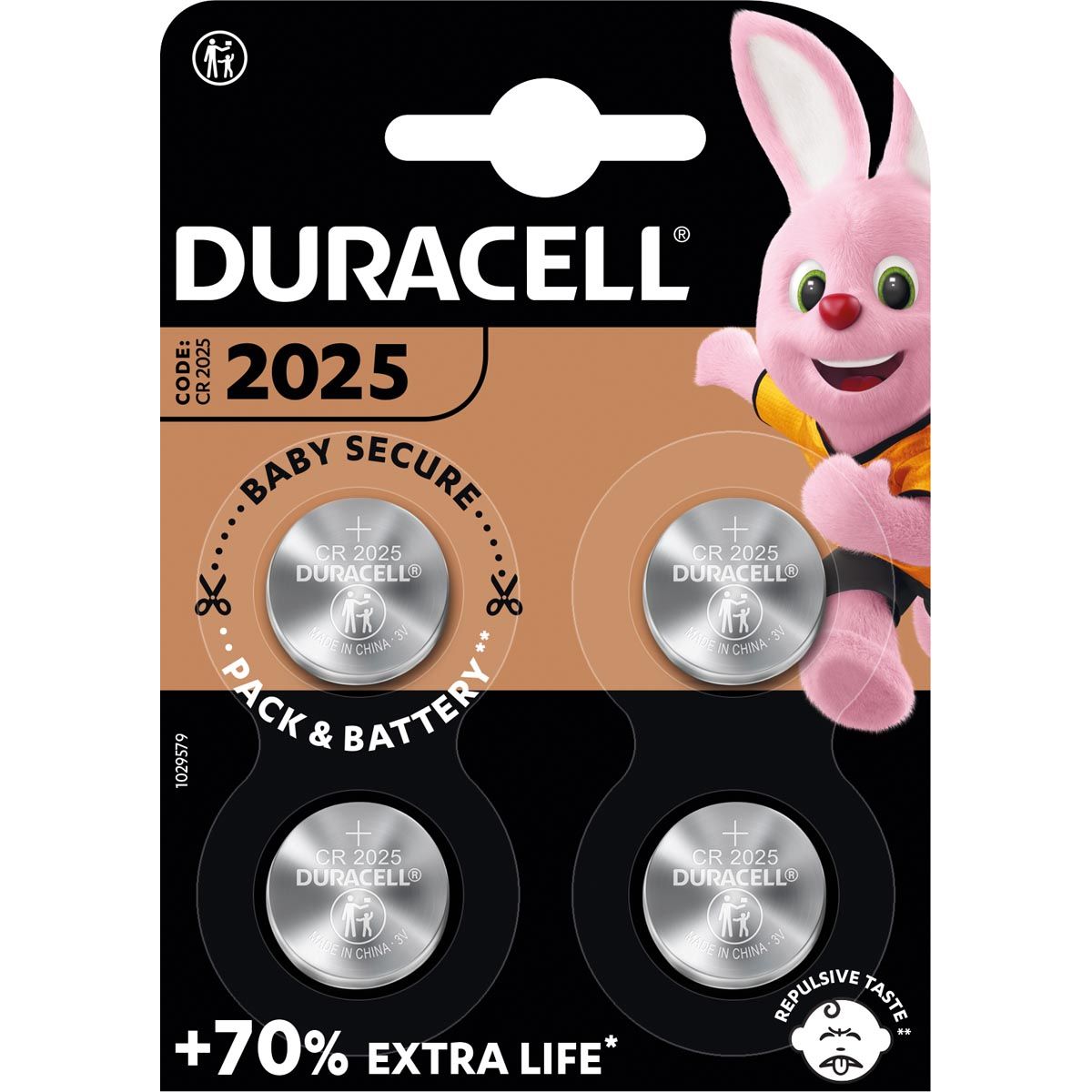 Duracell - Knoop Cell Specialty Electronics CR2025, Blister de 4 pièces