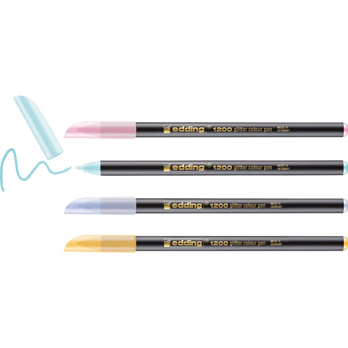 Edding -  glitter viltstift e-1200, assorti pastel, set van 4 stuks