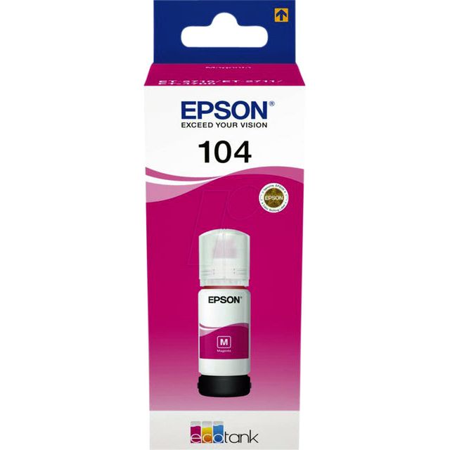 EPSON - Bouteille d'encre 104, 7 500 pages, OEM C13T00P340, Magenta