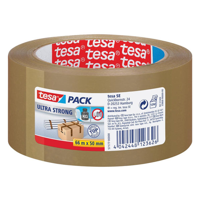 Tesa -  pack Ultra Strong, ft 50 mm x 66 m, PVC, bruin
