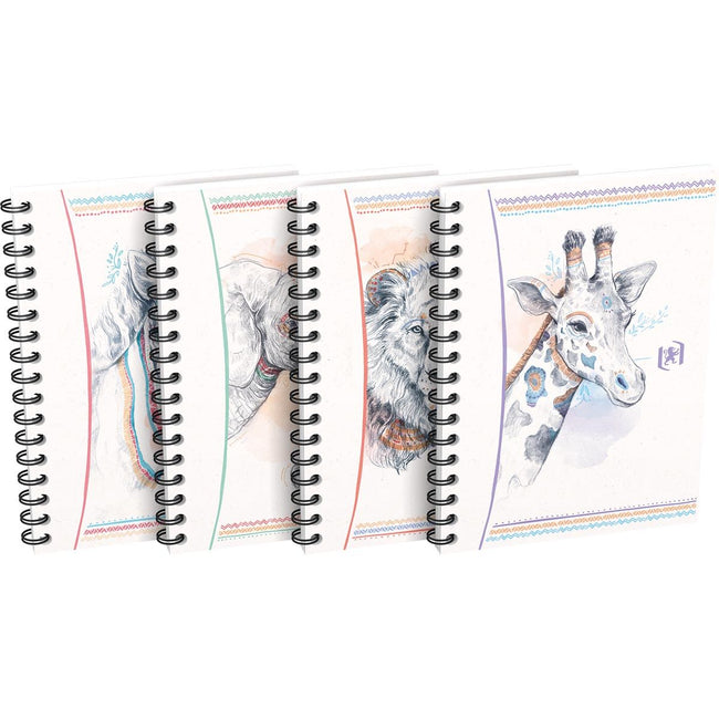 Oxford - Boho spiral pad, ft A6, 120 pages, squared 5 mm, assorted colors