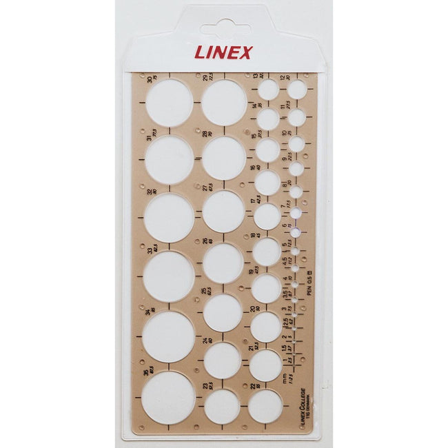 Linex -  cirkelsjabloon 1 35 mm, met 35 cirkels