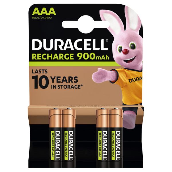 Duracell - Pila recargable 4xAAA 900mAh Ultra | 10 piezas