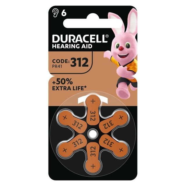 Duracell - Batterie Duracell DA312 Aide auditive | Blister une pièce à 6 ans | 10 morceaux