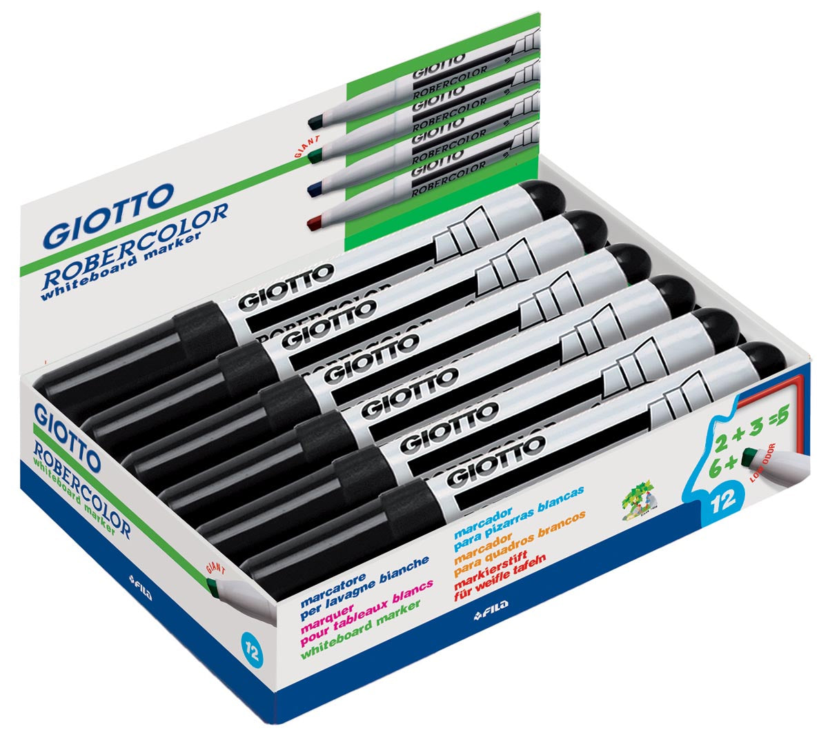 Giotto - Robercolor whiteboardmarker maxi, schuine punt, zwart