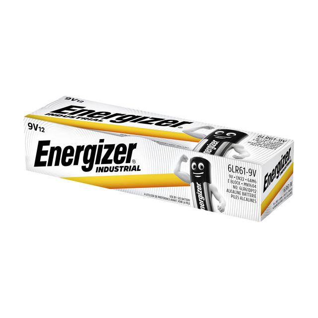 Energizer - Batterie Industrial 9Volt Alkaline Box von 12 Teilen