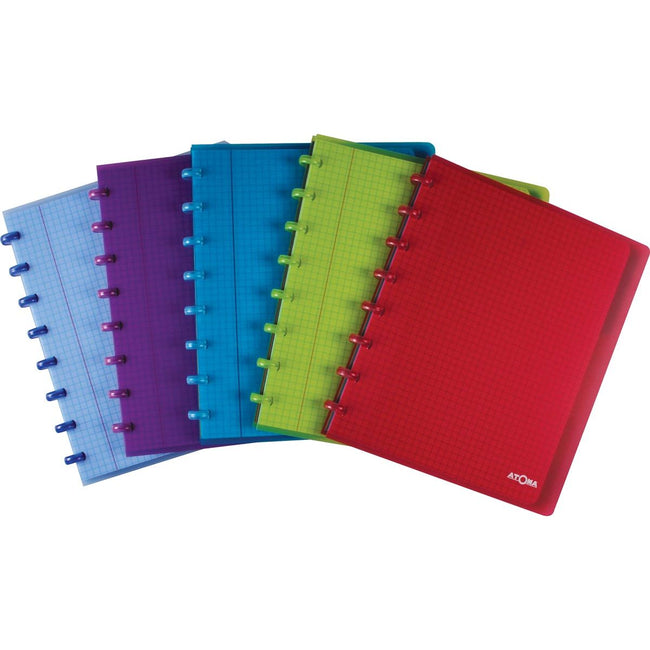 Atoma -  Trendy schrift, ft A5+, 120 bladzijden, geruit 5 mm, met 6 tabbladen, in geassorteerde kleuren