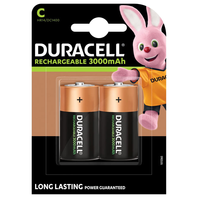 Duracell - Batería recargable 2xC 3000mAh Plus