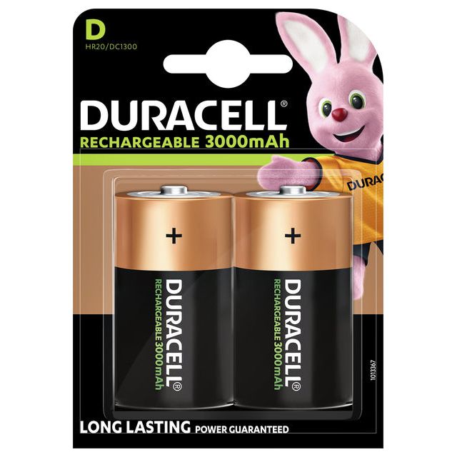 Duracell - oplaadbare batterijen D, blister van 2 stuks