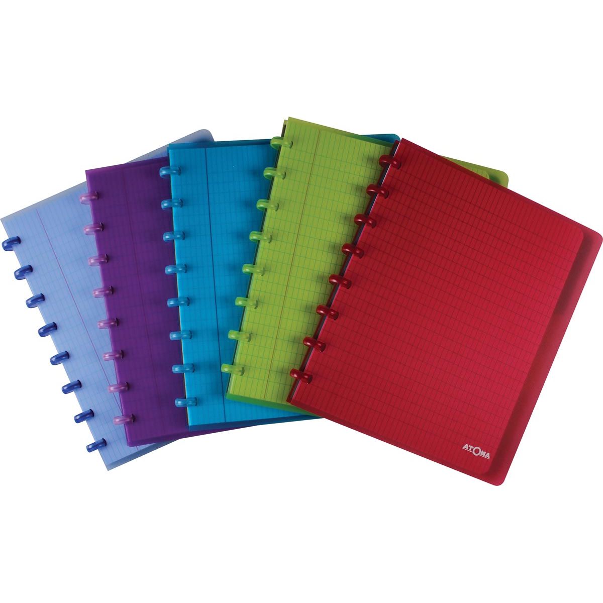 Atoma - Trendy notebook, ft A5+, 120 pages, commercial checkered, with 6 tabs, in assorted color