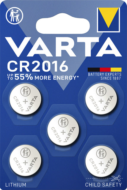 Varta - Batterie CR2016 3V Lithium | Blister un 5 pièces