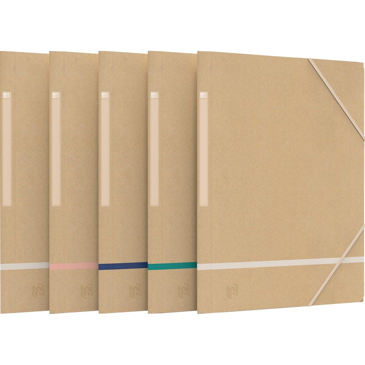 Oxford – Elasto-Ordner, aus Karton, ft A4, naturfarben und verschiedene Farben, 5er-Packung