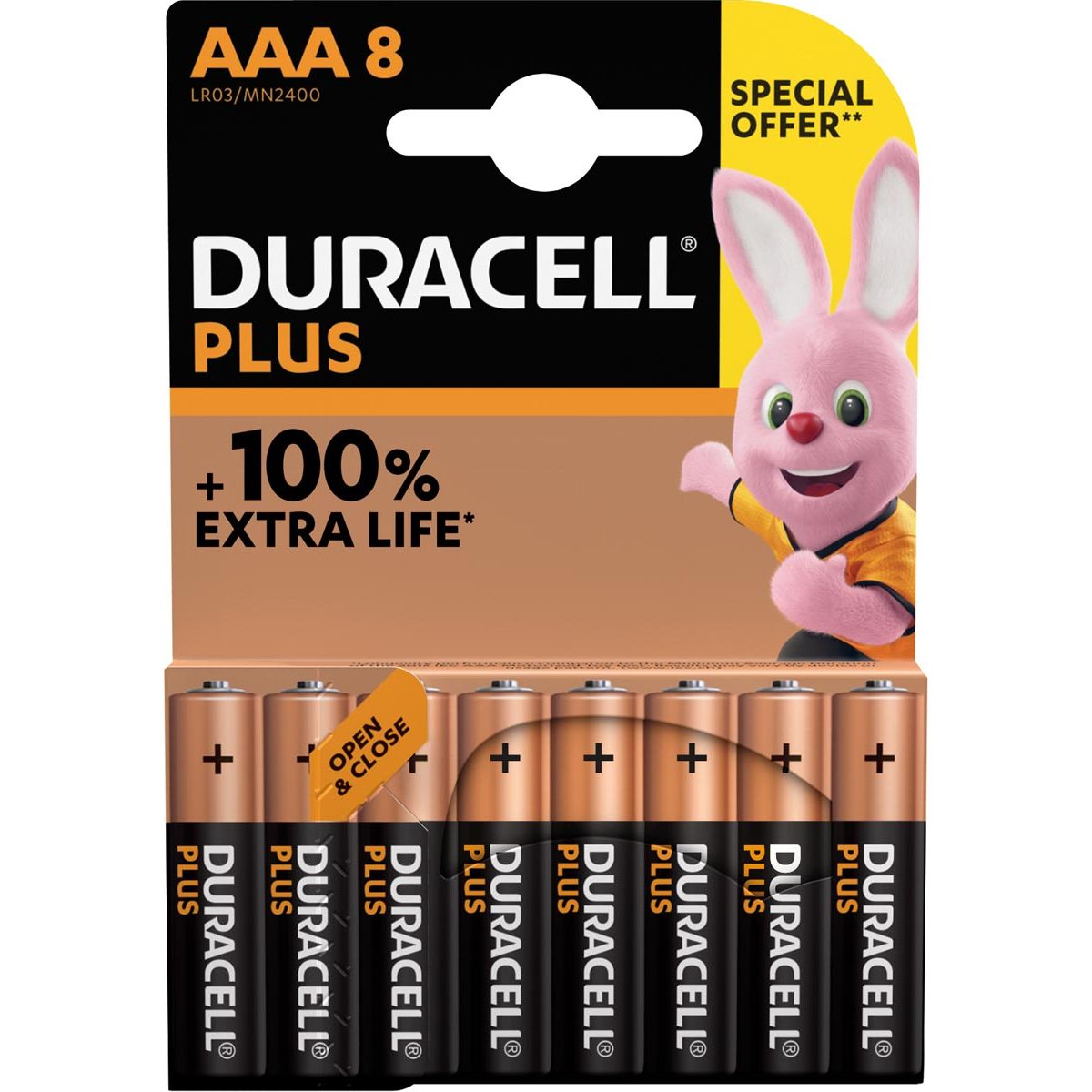 Duracell - Batterij Plus 100% AAA, blister van 8 stuks