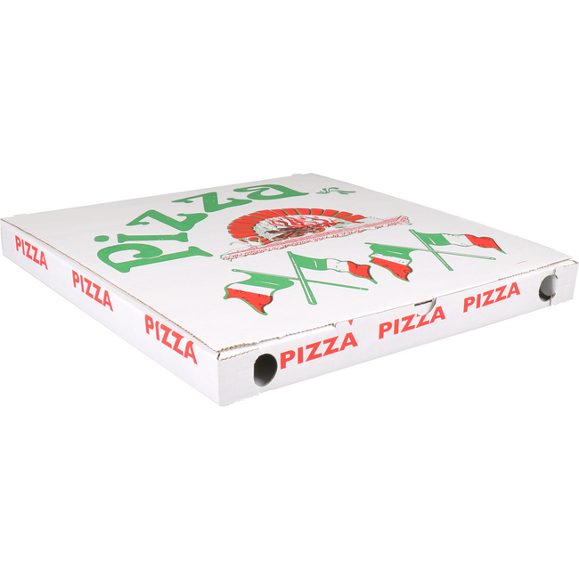 Klika - Pizza Box | Golfkarton | 32x32x3cm | Vegetale | Weiß | 150 Stücke