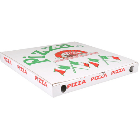 Klika - Scatola per pizza | cartone ondulato | 30x30x3 cm | vegetale | bianco | 200 pezzi