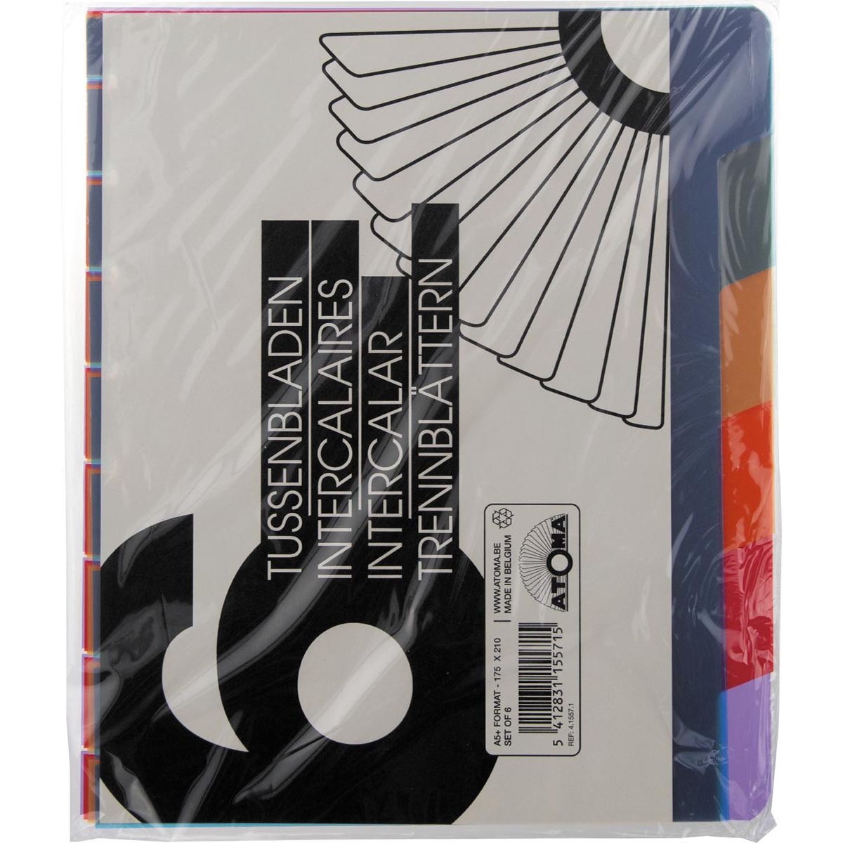 Atoma - onglets, pour cahiers A5+, en PP, lot de 6 pièces, couleurs assorties