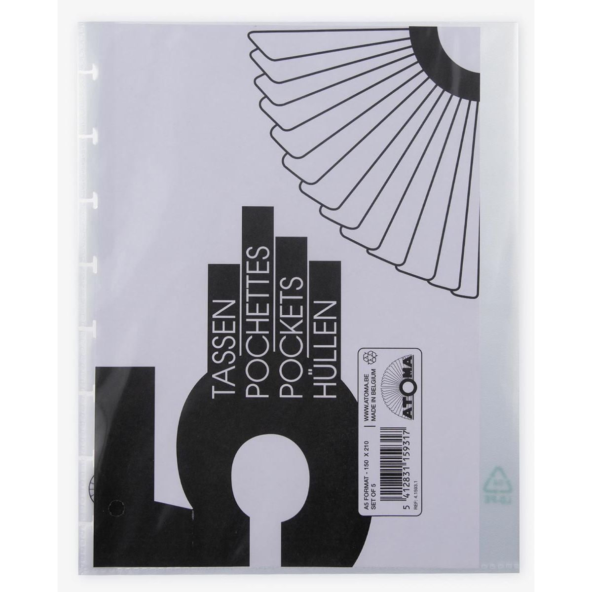 Atoma -  showtassen, transparant, voor A5+ schriften, set van 5 stuks