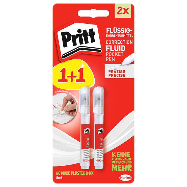 Pritt - Penna correttiva fluida blister da 8ml a 1+1 | 5 pezzi