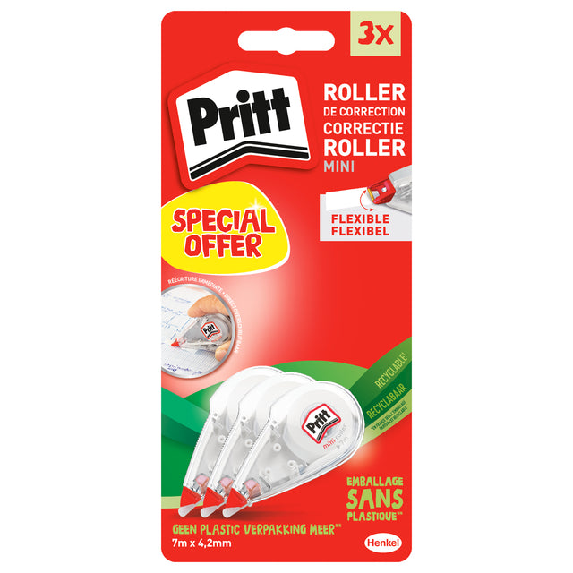 Pritt - Korrektur Moller Mini 4,2 mm 2+1 kostenlos | Blasen Sie ein 3 -Stück | 10 Stück