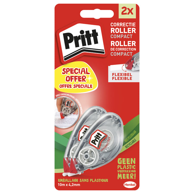 Pritt - Korrektur-Kompaktflex 4,2 mm x 10 m, 2 Stück | 10 Stück