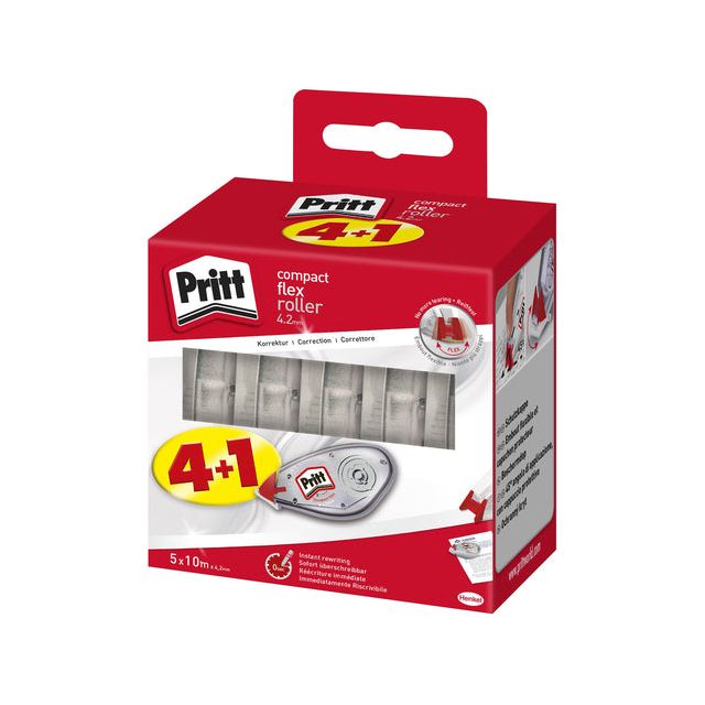 Pritt - Correctieroller compact 4.2mmx10m valuepack à 4+1 gratis | 6 stuks