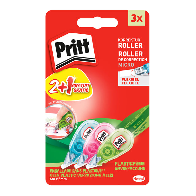 Pritt - Korrektur Erhöhung der Mikro 5mm 2+1 frei | Blasen Sie ein 3 -Stück | 10 Stück