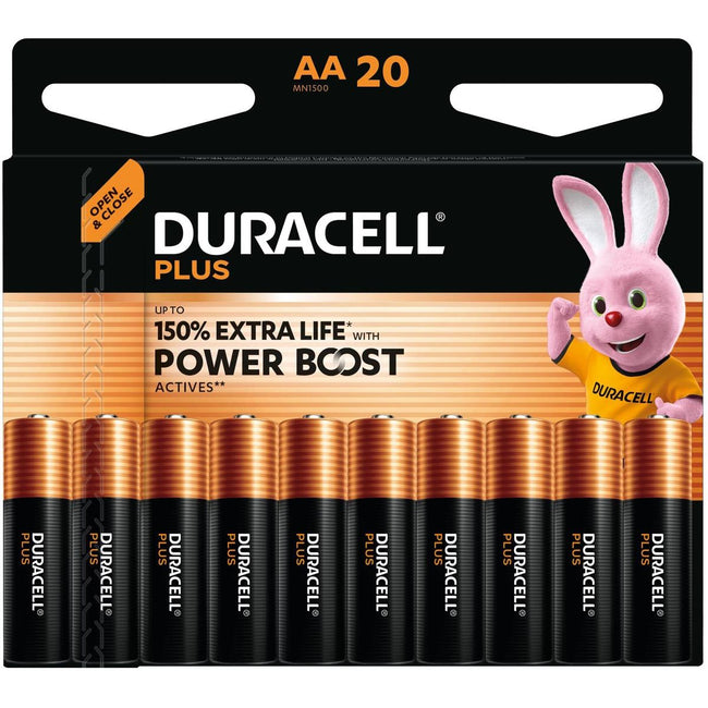 Duracell - batteria Plus 100% AA, blister da 20 pezzi