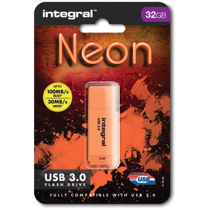 Integral - Clé USB 3.0 Neon, 32 Go, orange