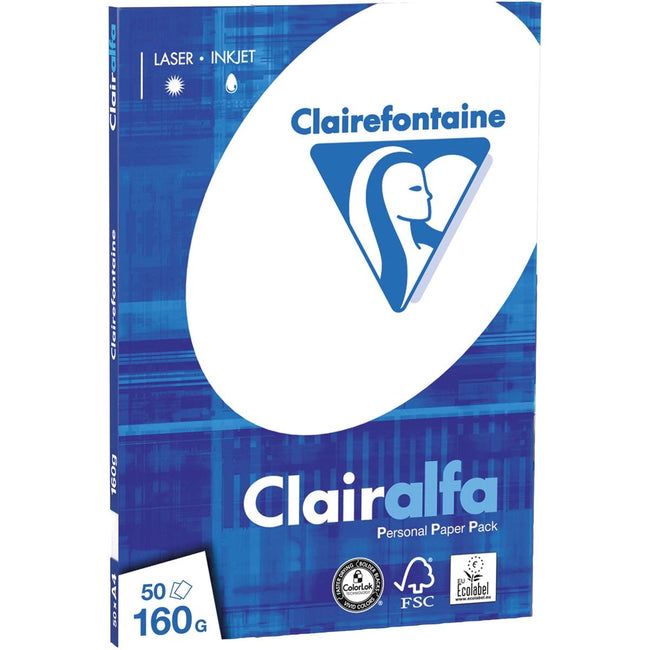 Clairefontaine - Clairalfa Präsentationspapier A4, 160 g, 50 Blechanzug