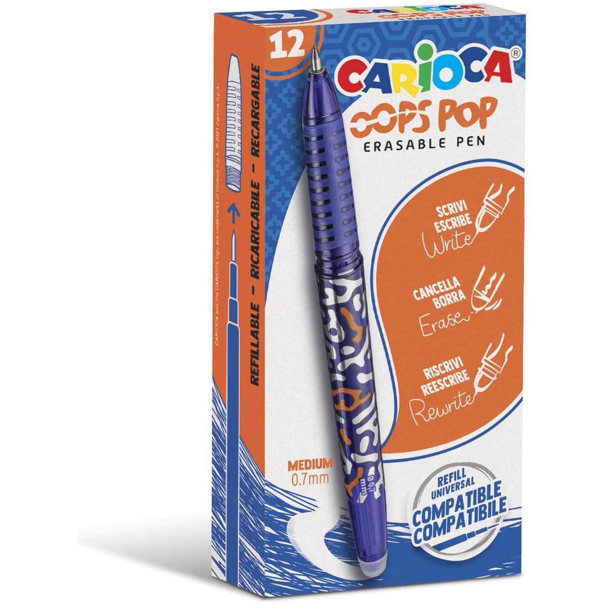 Carioca - gelroller oups pop, moyen, excès, boîte de 12 pièces, bleu