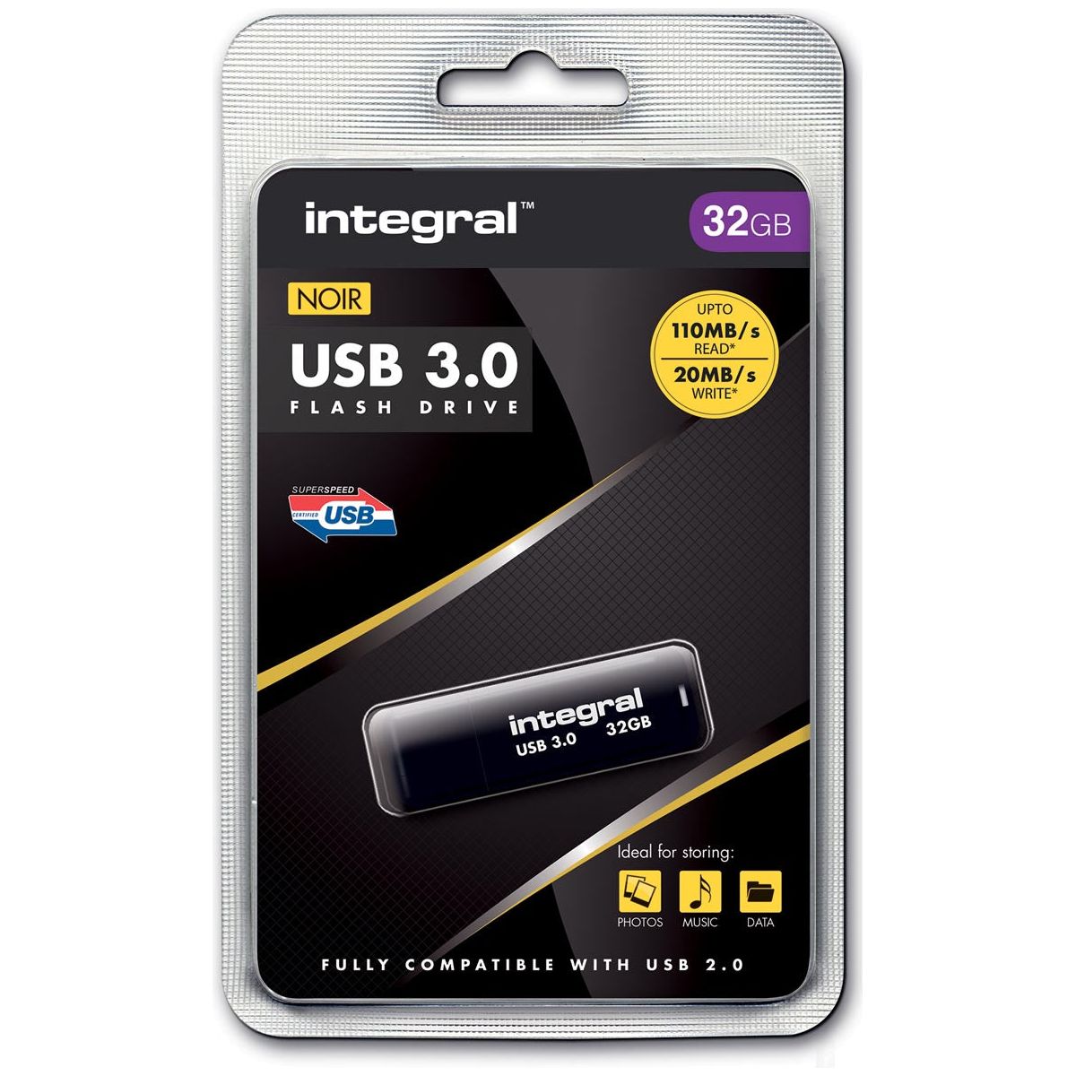 Integral - USB stick 3.0, 32 GB, zwart