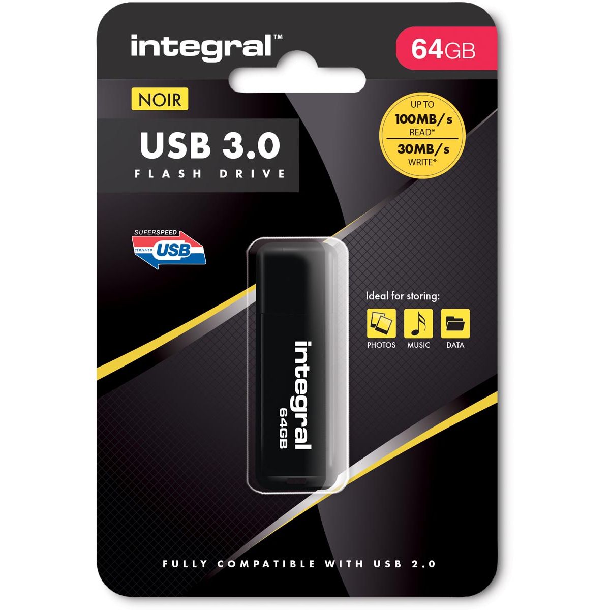 Integral - USB stick 3.0, 64 GB, black