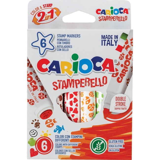 Carioca - Stamperello stamp pen, box of 6 pieces in assorted colors