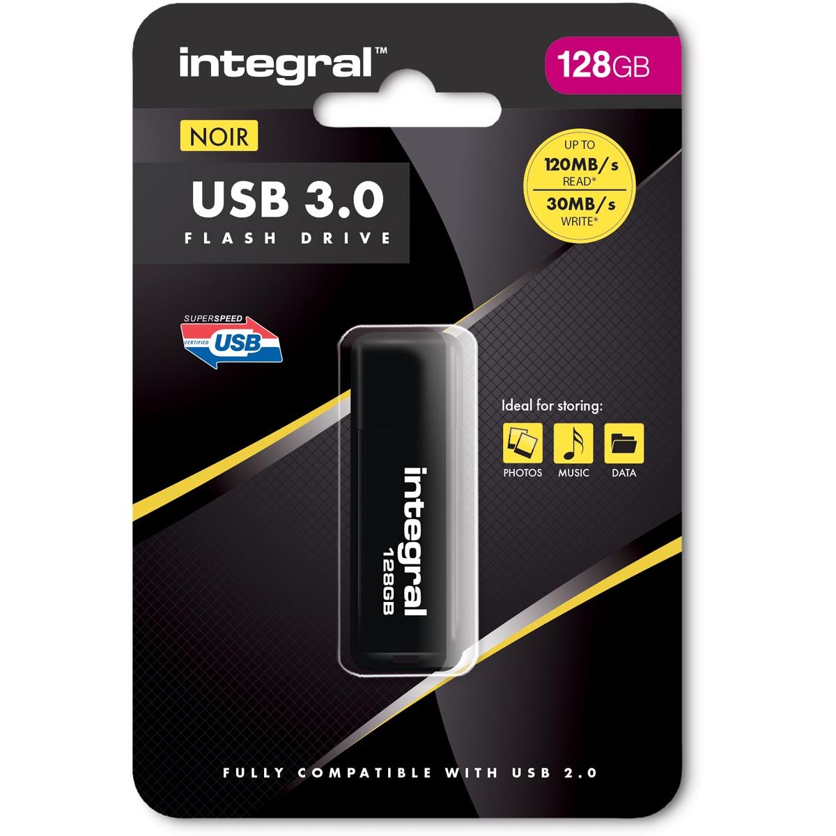 Integral - USB stick 3.0, 128 GB, black