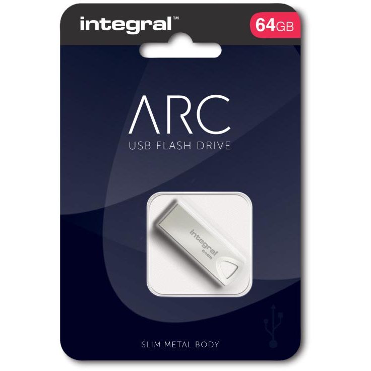 Integrale - Chiavetta USB ARC 2.0, 64 GB, argento