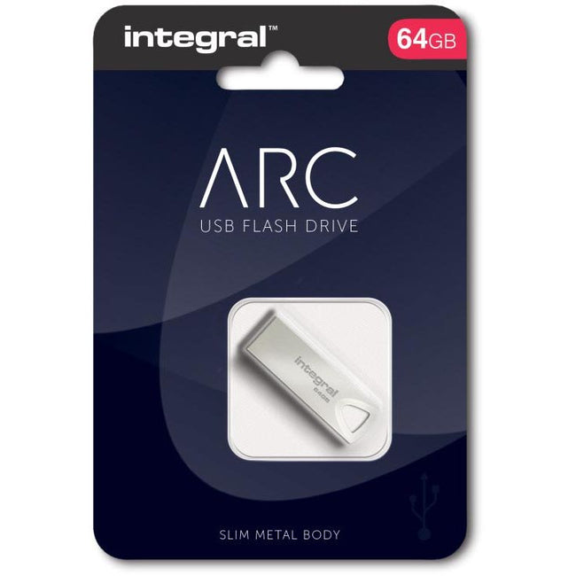 Integrale - Chiavetta USB ARC 2.0, 64 GB, argento