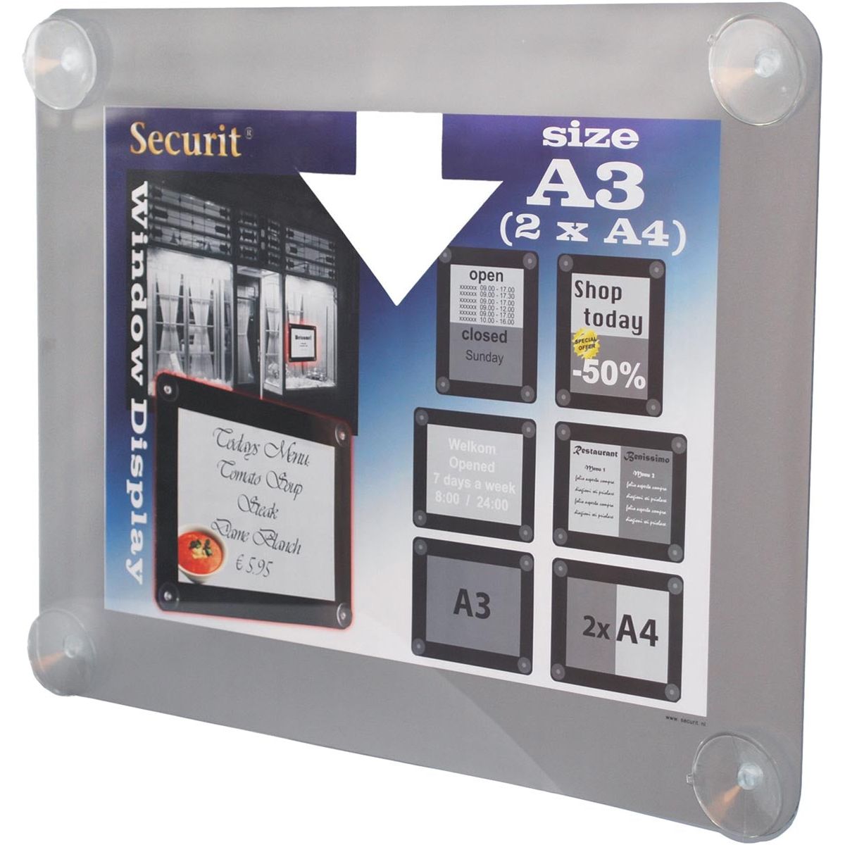 Securit - vitrine posterframe A3, grijs