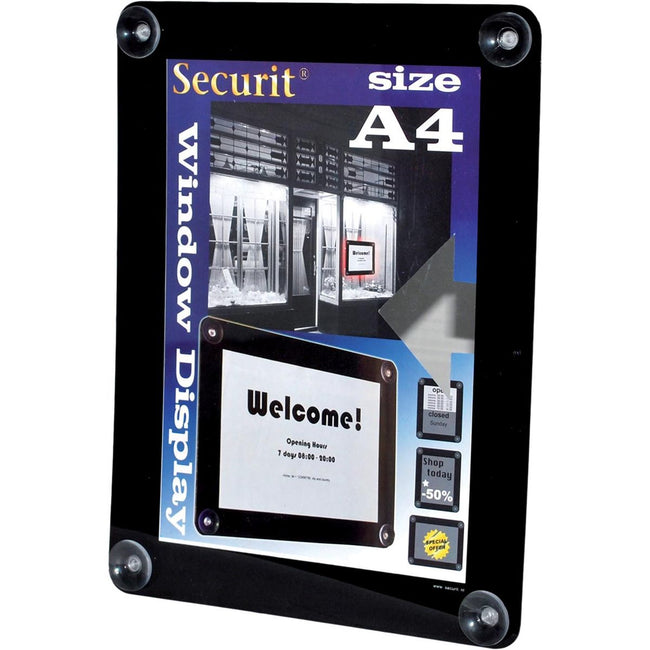 Securit - Cadre affiche vitrine A4, noir