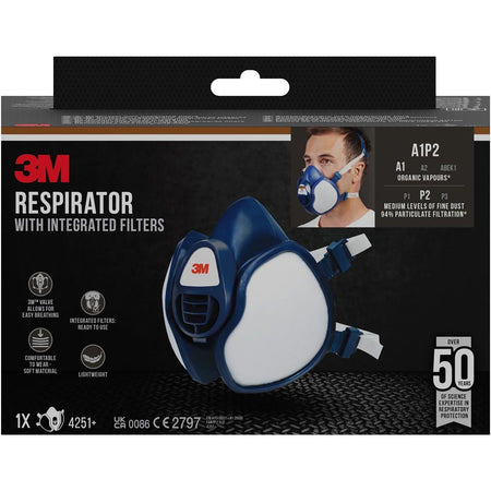3M -  mondmasker met geïntegreerde filters, herbruikbaar, biedt A1P2 ademhalingsbescherming