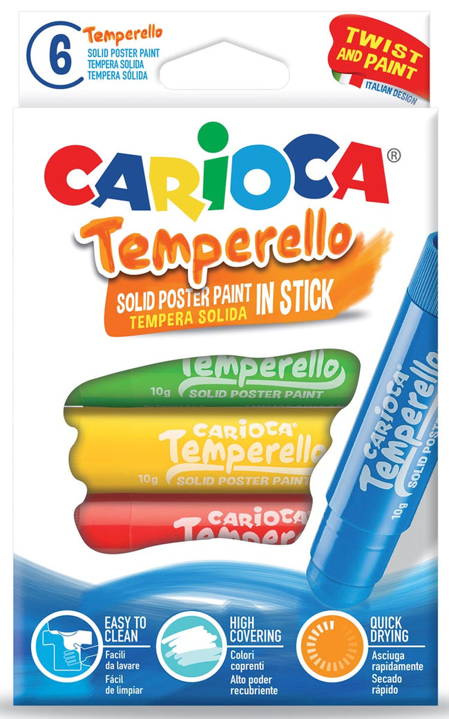Carioca - Temperello gouache stick, cardboard case of 6 pieces