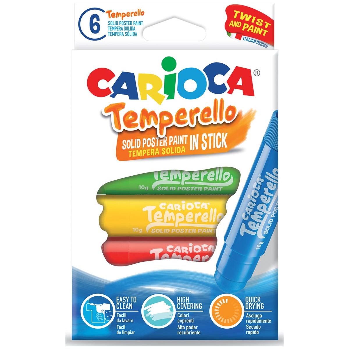 Carioca - plakkaatverfstick Temperello, kartonnen etui van 6 stuks