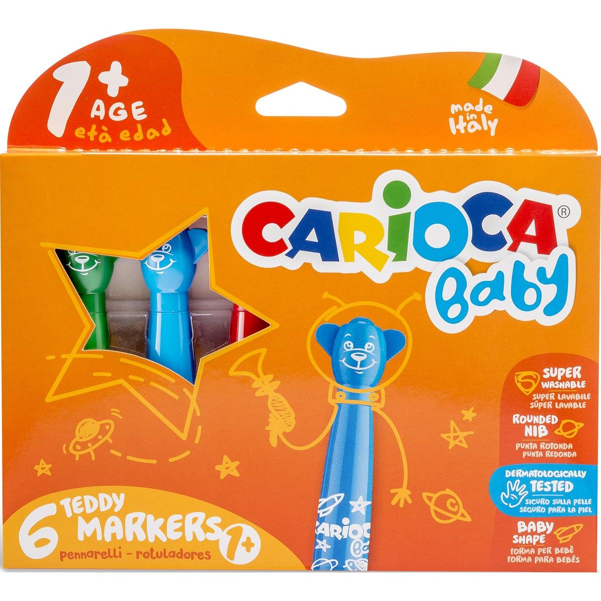 Carioca - viltstift Baby Teddy, doos van 6 stuks in geassorteerde kleuren